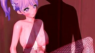 3D हेनताई मेड बड़े बूब्स और बड़ी गांड के साथ फिशनेट में