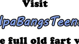 Гламурна тийнейджърка ебана силно от дядо в сцена с чорапи, обръсната путка и европейска мадама