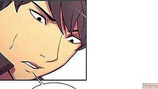 Эбони-горничная соблазняет студента в аниме хентай