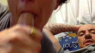 Milf sucks that big cock!