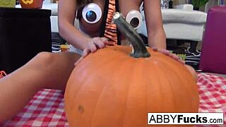 Hey! Abigail Mac Carves a Pumpkin Then PLAYS With Herself in Wild Solo Action!