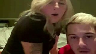 A blonde teen shares her tits on Periscope live