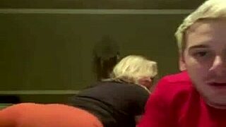 A blonde teen shares her tits on Periscope live