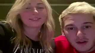 A blonde teen shares her tits on Periscope live