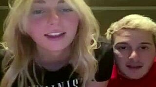A blonde teen shares her tits on Periscope live