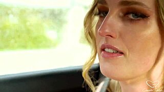 On the road, Charlie nearly cums while driving with teasing upskirt flashes.