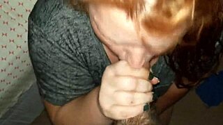 Passionate redhead milf delivers an emotional blowjob experience.