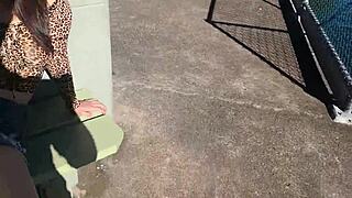 asian slut jj fingers herself wildly on a dam outdoors