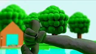 claymation character pleasures herself in anime style