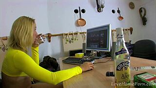 Leggy Blonde Handles Hard Cock in Tight Butt