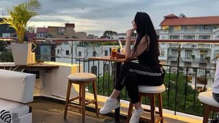 getting a sneaky blowjob right in the middle of a busy restaurant