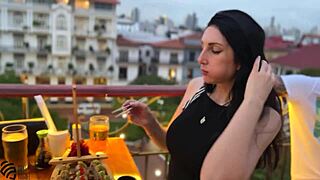 getting a sneaky blowjob right in the middle of a busy restaurant