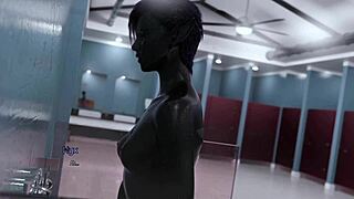 projekt passions tamna vanzemaljska cura prstima sebe u vreloj tuš sceni.