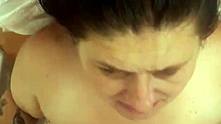 Sucking his hard dick with licks and face fucking for cumshot