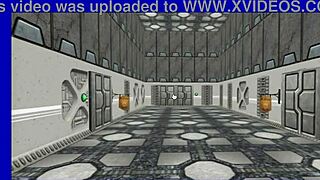 virtual sci-fi girls get fucked in the armory, ending with cumshots on shaved pussies