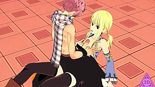 Lucy and Natsu in Fairy Tail Hentai Action Clips