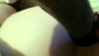 In this casual scene, a beautiful shaved pussy gets fucked hard in anal