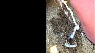 My wife has been urinating on the beach for a long time