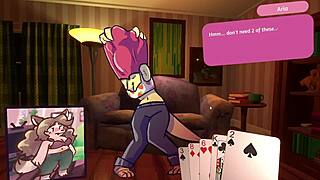 WATCH THESE 2 CHICKS STRIP IN FURRY POKER GAME!