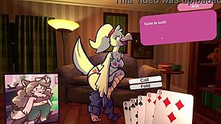 WATCH THESE 2 CHICKS STRIP IN FURRY POKER GAME!