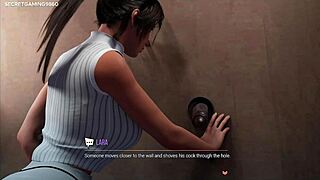 Busty Slut Lara Croft Deepthroats Huge BBC at Glory Hole