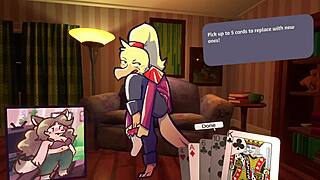 WATCH THESE 2 CHICKS STRIP IN FURRY POKER GAME!