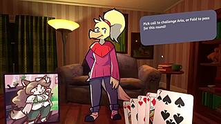 WATCH THESE 2 CHICKS STRIP IN FURRY POKER GAME!