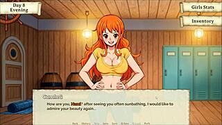 Lusty Buccaneers Parody Hentai Game Ep 2 Shows Nami Stripping for Gold in Sexy 3D Outfit