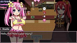 noelle shows off her big tits in the game