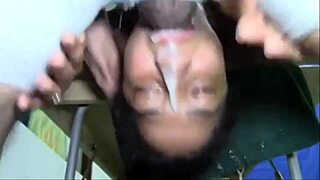 in a messy compilation, a girl gets her throat sloppy and wet with cum dripping everywhere