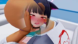 Kazusa在热辣3D动漫色情行动中闪耀