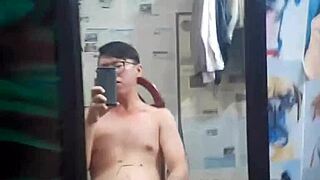 Vietnamese Gay Top Talks Dirty While Stroking Huge Cock