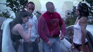 a girl is going dogging to a public meeting place