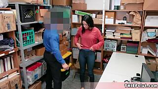 Cute shoplifter caught, now strip down for a quick punish fuck after search