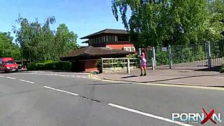 Redhead Ebony Goddess Feels Wild Pissing Outdoors with Shaved Body