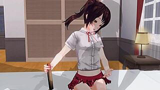 Uncensored Anime: Little Sister Torments Anal While Edging Handjob