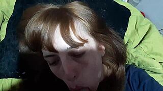 Teen sucks stepbrother's big cock hard