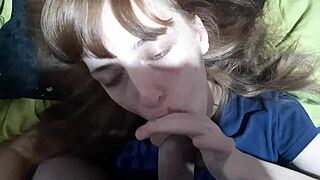 Teen sucks stepbrother's big cock hard