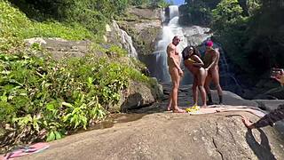 We took the hot girl to the waterfall and had fun