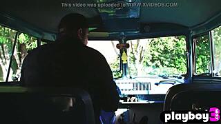 Perfect Brunette Alexandra Tyler Poses Naked Outdoor Showing Nice Boobs