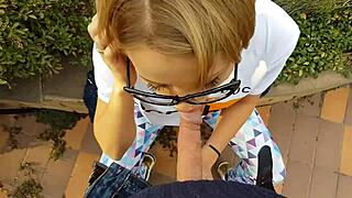 watch her suck big mushroomhead cock begging for cum on beautiful face