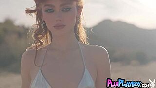 Redhead teen Sadie shows off her hot body outdoors
