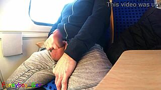 spontaneous gay jerk off with big cumshot on moving train.