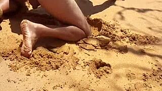 Public beach fun with hot shemale Ladysilva and more