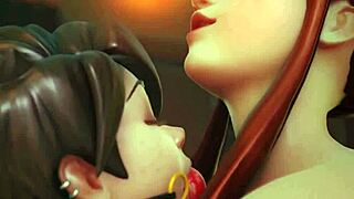 bridgitte puts tracer in machine for anime hentai adventure