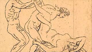 vintage erotic illustration with a steamy retro vibe