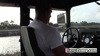 Horny soldiers go to the lake to engage in hot gay sex