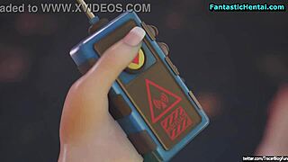 bridgitte puts tracer in machine for anime hentai adventure