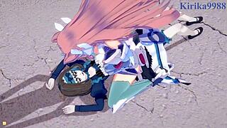 Futanari sex with Garie and Maria in Symphogear hentai