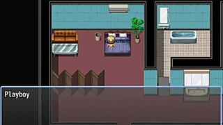 Old man grabs huge ass of sexy neighbor in hentai game